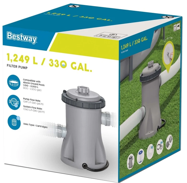 Pompa filtrująca basenowa Bestway 1249l/h + Wymienny filtr I (6941607353905) - obraz 1