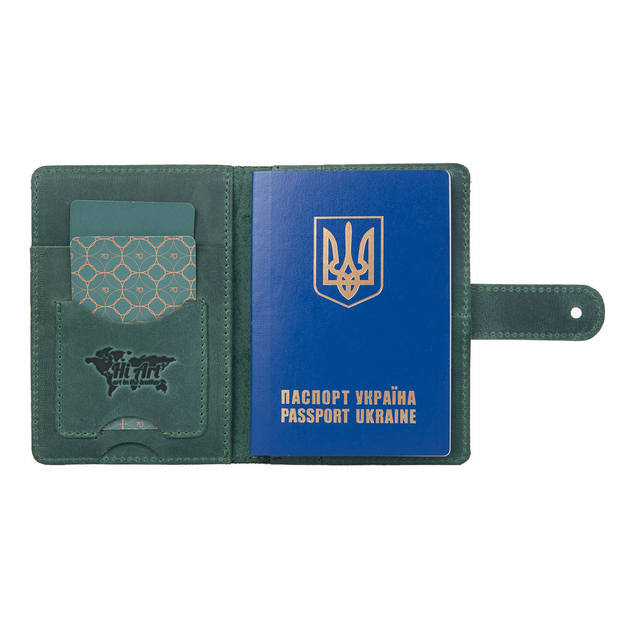 Кожаное портмоне для паспорта / ID документов HiArt PB-02/1 Shabby Alga World Map - изображение 5