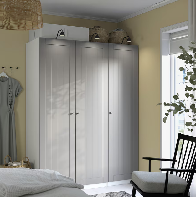 Шафа PAX 150x60x201 см IKEA 695.638.13 сірий/білий - зображення 2