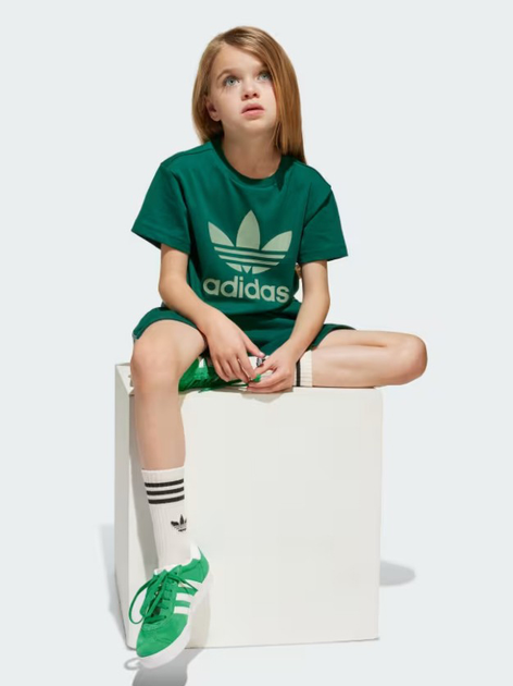 Дитячий літній комплект (футболка + шорти) Adidas Short Tee Set JC9159 98-104 см Зелений/Білий/Сріблястий (4067902619620) - зображення 3