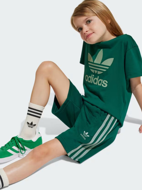 Дитячий літній комплект (футболка + шорти) Adidas Short Tee Set JC9159 98-104 см Зелений/Білий/Сріблястий (4067902619620) - зображення 4