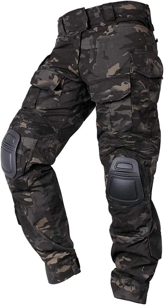 Чоловічі тактичні штани multicam з наколінниками G3 Combat IDOGEAR, штани камуфляж Rip Stop чорний мультикам, 6933451-S - зображення 5