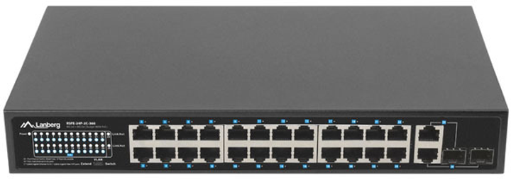 Switch Lanberg RSFE-24P-2C-360 24X 100MB POE+/2X COMBO RACK 19" GIGABIT ETHERNET 360W V2 - obraz 2