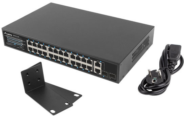 Switch Lanberg RSFE-24P-2C-360 24X 100MB POE+/2X COMBO RACK 19" GIGABIT ETHERNET 360W V2 - obraz 6