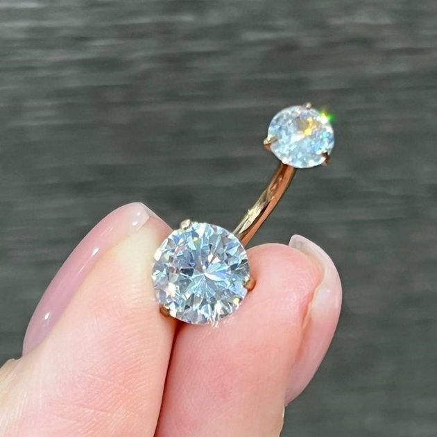 Банан для пирсингу пупка золотистий 10х1.6х5/10 CZ Сталь 316L Mr.Piercing - изображение 3