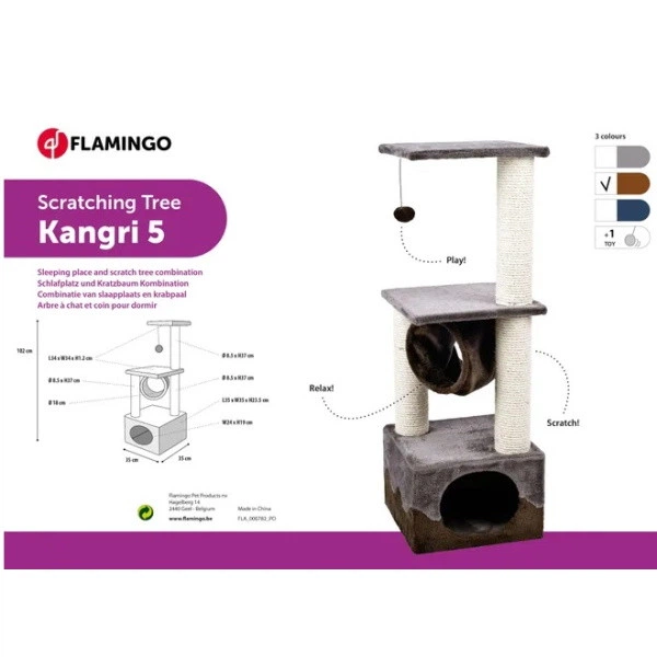 Кігтеточка Flamingo Scratching tree Kangri 5 Brown & Beige ігровий комплекс для котів 35х35х102 см (арт 504407) - Фото 2 Кігтеточка Flamingo Scratching tree Kangri 5 Brown & Beige ігровий комплекс для котів 35х35х102 см (арт 504407) - зображення 2