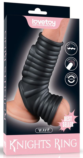 Насадка на пеніс з вібрацією Lovetoy Wave Knights Ring with Scrotum Sleeve (225260000000000000) - зображення 13