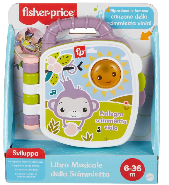 Książka muzyczna dla dzieci Fisher-Price Fioletowa Małpka JFN06 (0194735301805) - obraz 1