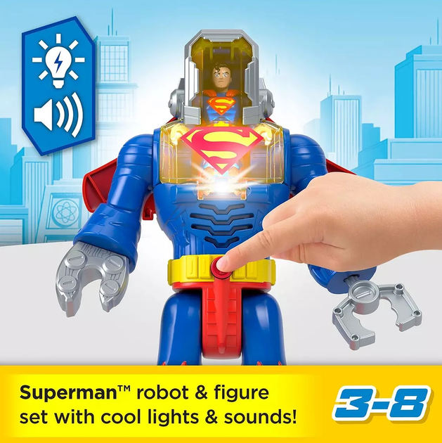 Фігурка Fisher Price Imaginext DC Super Friends Інтерактивний Екзоробот Superman JCT47 (0194735275939) - зображення 7