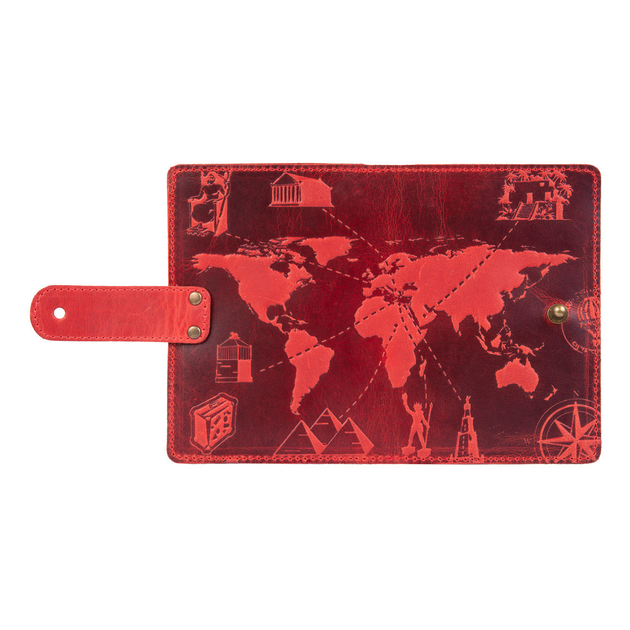 Шкіряний портмоне для паспорта / ID документів HiArt PB-02/1-S18-1440-T002 Shabby Red Berry "7 wonders of the world" - зображення 2