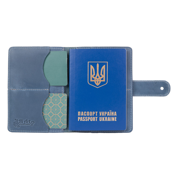 Шкіряний портмоне для паспорта / ID документів HiArt PB-03S/1-S18-4417-T005 Shabby Lagoon "Mehendi Art" - зображення 5