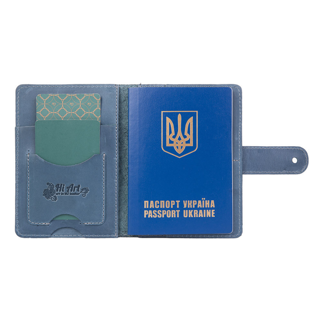 Шкіряний портмоне для паспорта / ID документів HiArt PB-02/1-S18-4417-T006 Shabby Lagoon "Mehendi Classic" - зображення 5