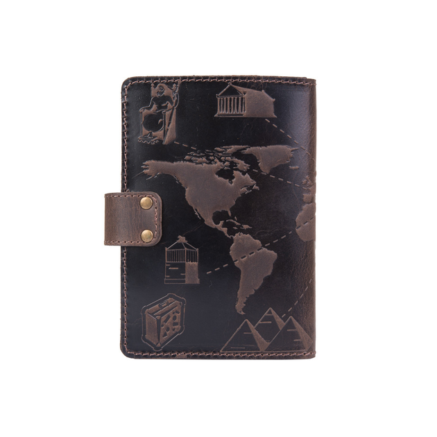 Шкіряний портмоне для паспорта / ID документів HiArt PB-03S/1-S19-1106-T002 Shabby Gavana Brown "7 wonders of the world" - зображення 3