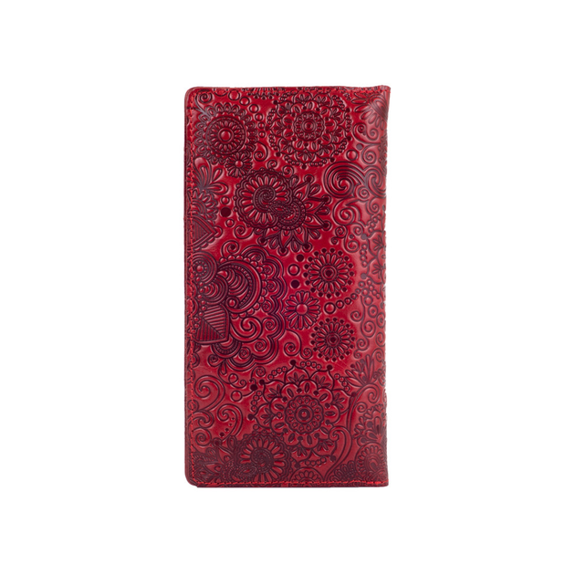 Красный Кожаный Бумажник Hi Art WP-02-C19-1652-T005 Crystal Red "Mehendi Art" - изображение 2