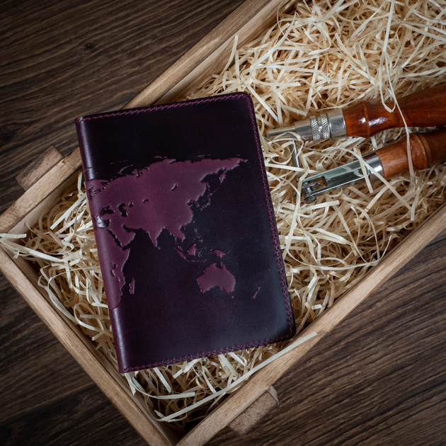 Обложка для паспорта HiArt PC-01-S19-1621-T001 Shabby Plum "World Map" - изображение 5