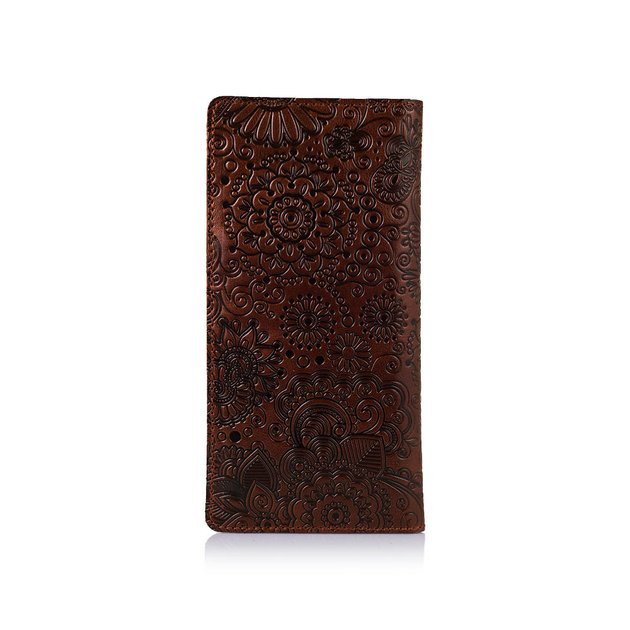 Коньячный Кожаный Бумажник Hi Art WP-02-C19-1436-T005 Crystal Сognac "Mehendi Art" - изображение 2