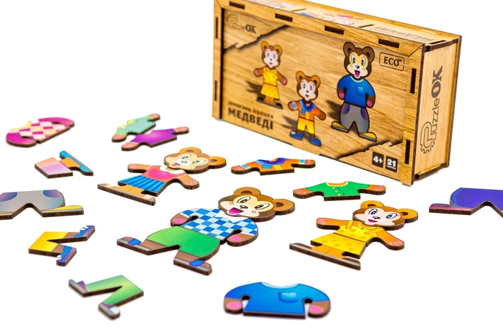 Сортер Пазл Деревянный Для Детей PuzzleOK Медведи - изображение 5