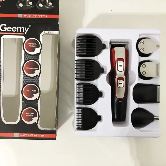 Акумуляторна набір тример машинка для стрижки волосся Geemy GM-592 10в1 4340 - Фото 4 Акумуляторна набір тример машинка для стрижки волосся Geemy GM-592 10в1 4340 - зображення 4