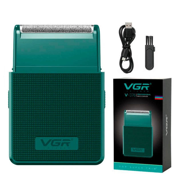Аккумуляторная электробритва шейвер для бритья лица с USB VGR V-376 Pro Зеленый + Щеточка для очистки - Фото 1 Аккумуляторная электробритва шейвер для бритья лица с USB VGR V-376 Pro Зеленый + Щеточка для очистки - изображение 1