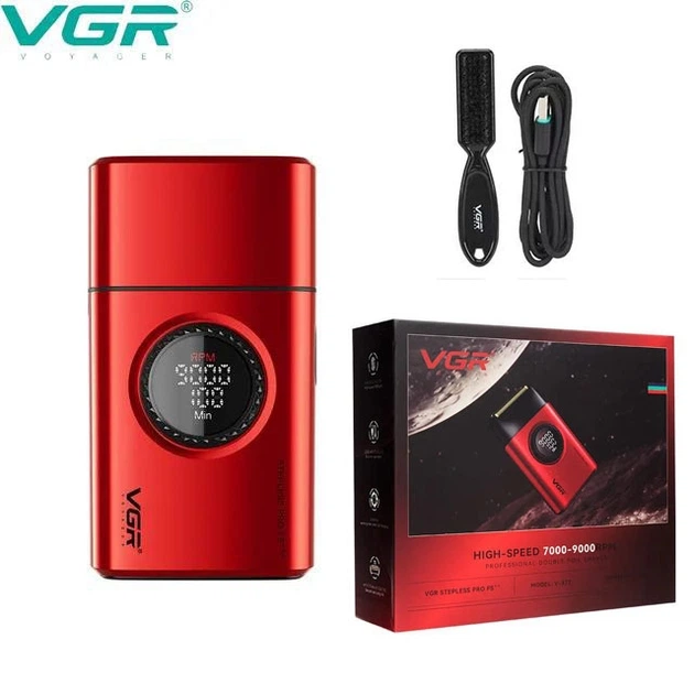 Аккумуляторная электробритва шейвер для бритья лица с USB и LED-дисплеем VGR V-377 Pro Красный + Щеточка для чистки - изображение 2