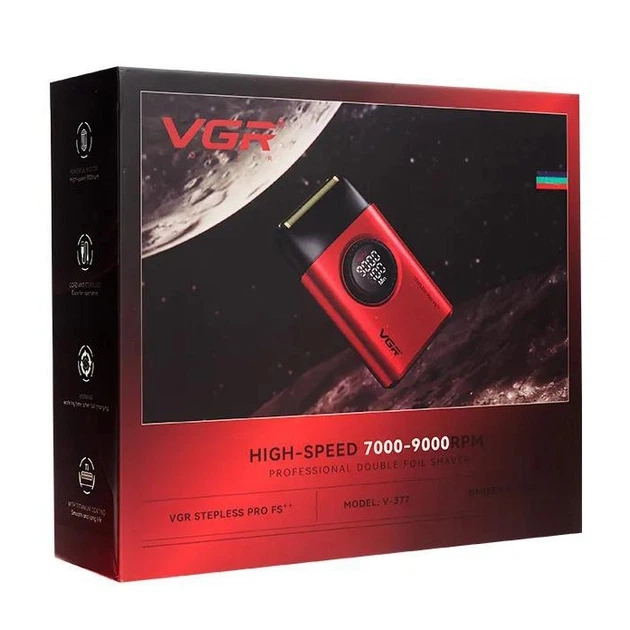 Аккумуляторная электробритва шейвер для бритья лица с USB и LED-дисплеем VGR V-377 Pro Красный + Щеточка для чистки - изображение 6