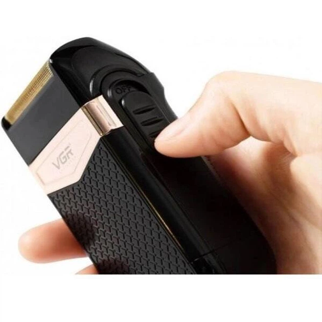 Портативна акумуляторна електробритва для стрижки бороди та вусів з USB VGR V-331 Pro Чорний + Щіточка для чищення - зображення 9