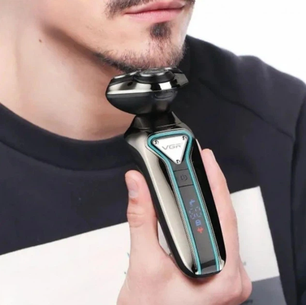 Беспроводная электробритва для влажного и сухого бритья с USB и IPX6 VGR V-323 Pro Серебристый + Щеточка для чистки - Фото 8 Беспроводная электробритва для влажного и сухого бритья с USB и IPX6 VGR V-323 Pro Серебристый + Щеточка для чистки - изображение 8