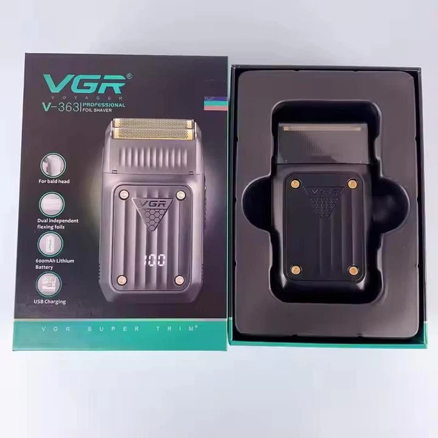 Аккумуляторная электробритва для бритья бороды и усов с USB VGR V-363 Pro Черный + Щеточка для чистки - изображение 6