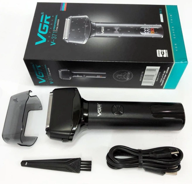 Аккумуляторная электробритва для бритья лица с USB и IPX5 VGR V-371 Pro Черный + Щеточка для очистки - Фото 7 Аккумуляторная электробритва для бритья лица с USB и IPX5 VGR V-371 Pro Черный + Щеточка для очистки - изображение 7
