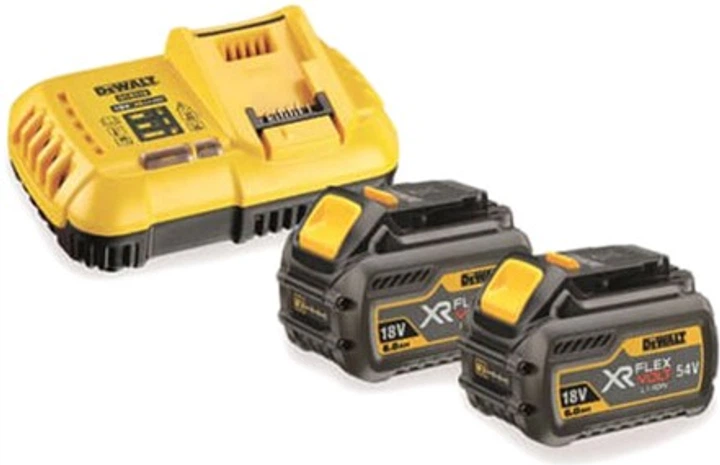 Зарядний пристрій DeWALT DCB118T2 з 2 акумуляторами XR FLEXVOLT - Фото 1 Зарядний пристрій DeWALT DCB118T2 з 2 акумуляторами XR FLEXVOLT - зображення 1