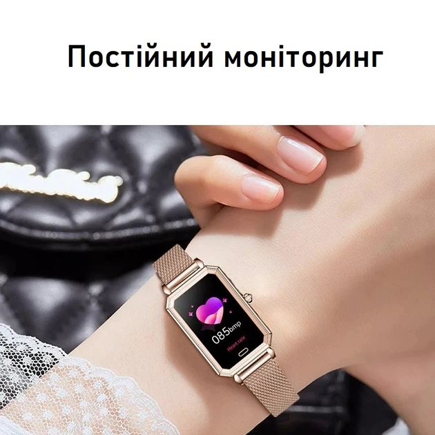 Смарт-часы женские Bakeey HT2 gold (тонометр, пульсоксиметр) - Фото 4 Смарт-часы женские Bakeey HT2 gold (тонометр, пульсоксиметр) - изображение 4