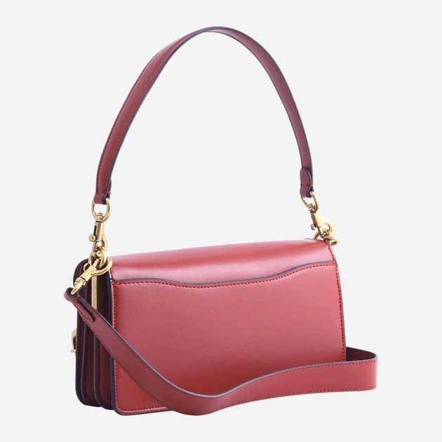 Сумка багет седло женская из натуральной кожи средняя Coach Signature Monogram BG-COA-20 Красная (193971591582) - изображение 2
