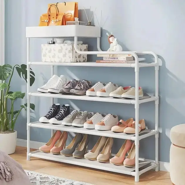 Полиця для взуття на 5 секцій Storage Shoe Rack біла - зображення 2