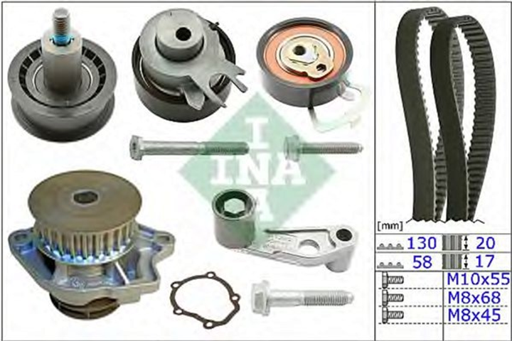 Комплект ременя ГРМ з помпою Ina Seat/Skoda/VW 1.4 16V 99- (530 0089 31) - зображення 1