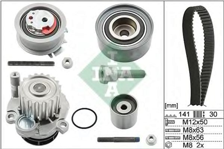 Комплект ременя ГРМ з помпою Ina Skoda Octavia/VW Golf 2.0TDI 03- (530 0463 30) - зображення 1