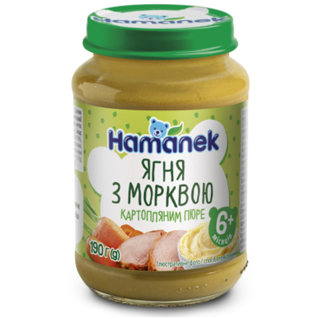 Дитяче пюре Hamanek Ягня Морква Картопляне пюре 190 г (8595139795467) - зображення 1