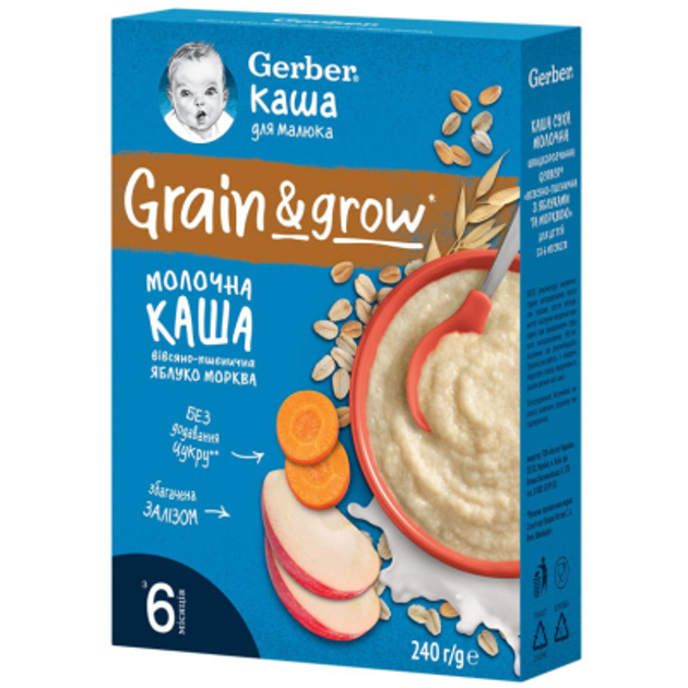 Дитяча каша Gerber Вівсяно-пшенична Яблуко-Морква для дітей із 6 місяців 240 г (1100417) - зображення 1