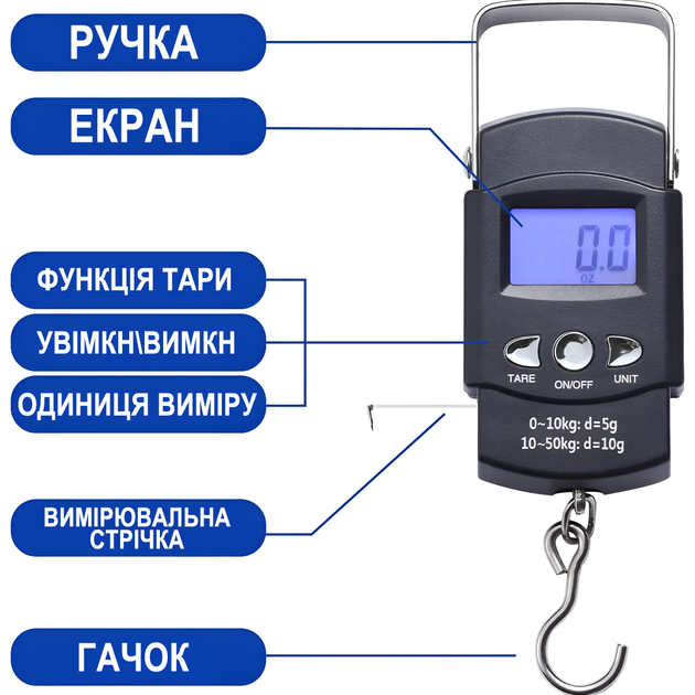 Електронний кантер, ручні ваги для зважування багажу, товарів і продуктів Digital Lion HSA09L, до 50 кг, з вимірювальною стрічкою - Фото 3 Електронний кантер, ручні ваги для зважування багажу, товарів і продуктів Digital Lion HSA09L, до 50 кг, з вимірювальною стрічкою - зображення 3