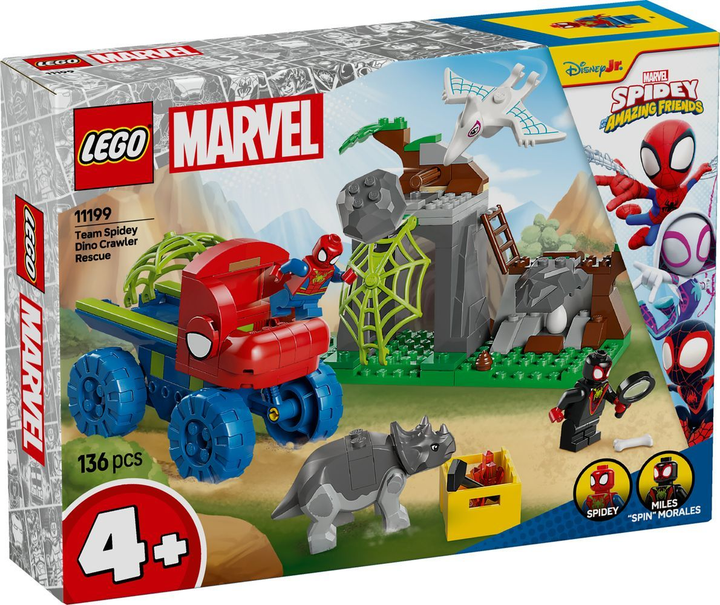 Zestaw klocków LEGO Marvel Spidey Misja ratunkowa zespołu Spidey’ego w dinoterenówce 136 elementy (11199) - obraz 1