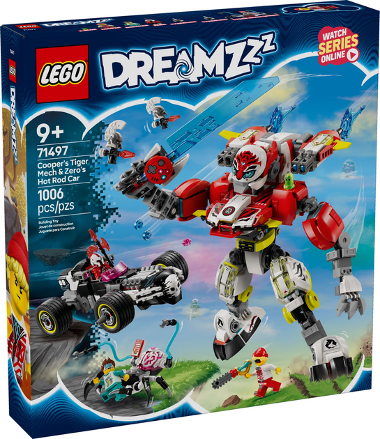 Конструктор LEGO DREAMZzz Робот-тигр Купера та Хот-род авто Зеро 1006 елементів (71497) - зображення 1