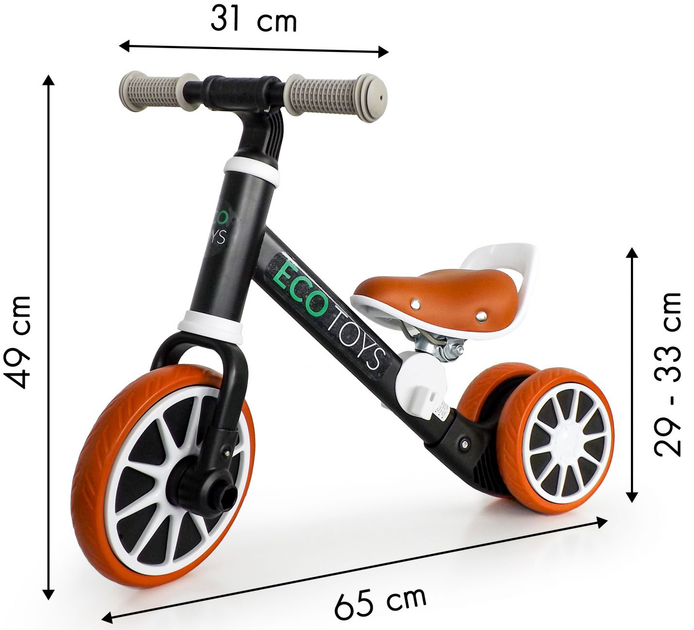 Rower biegowy EcoToys jeździk z pedałamiI 2 w 1 Czarny (LC-V1307 BLACK) (5903089068273) - obraz 6