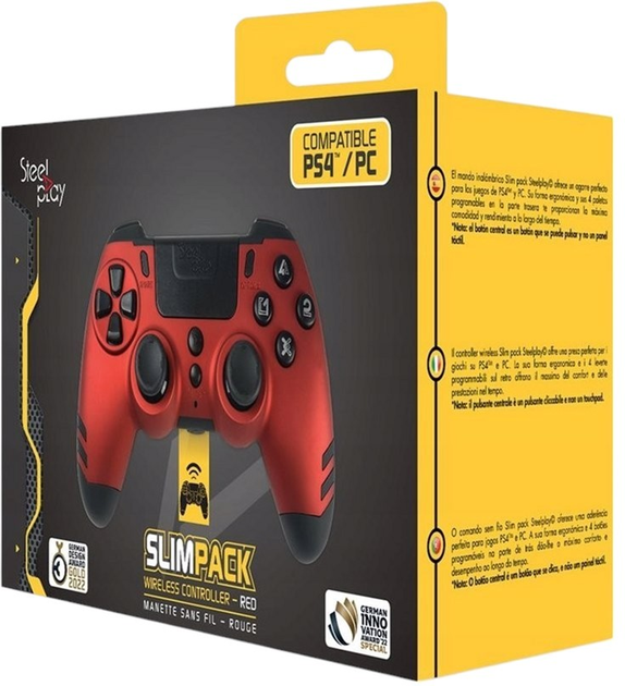 Kontroler bezprzewodowy SteelPlay Slim Pack Wireless Controller Multi Ruby Red (3760352730174) - obraz 3