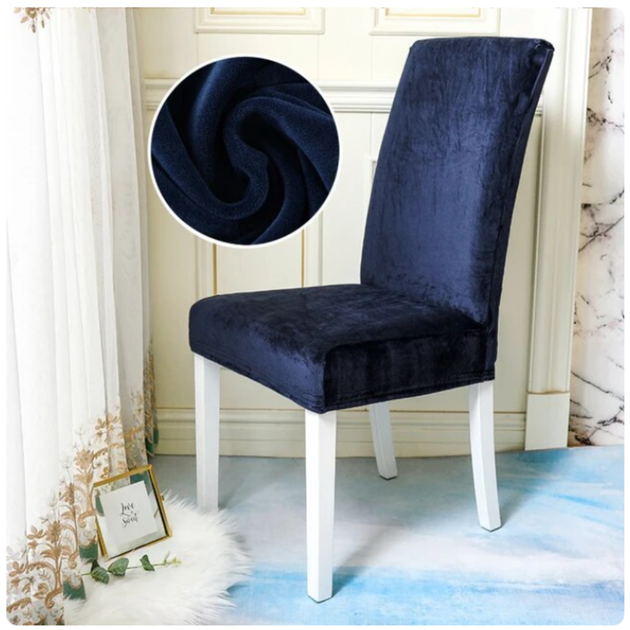 Вельветовый чехол для стула Diana Textile Velvet 48x55 см Темно-синий - изображение 2