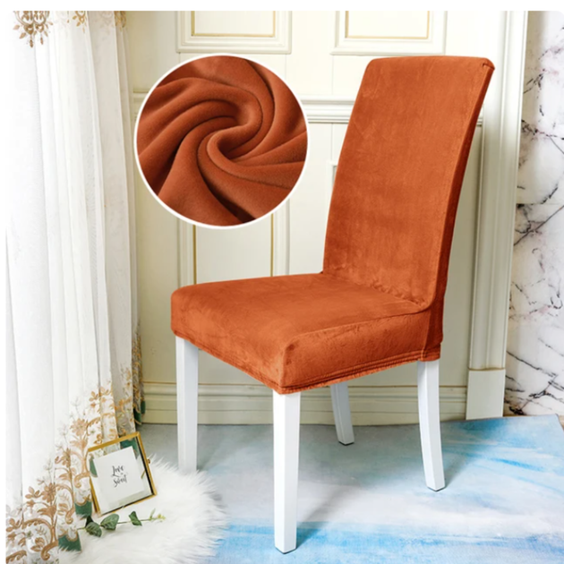 Вельветовый чехол для стула Diana Textile Velvet 48x55 см Оранжевый - изображение 2