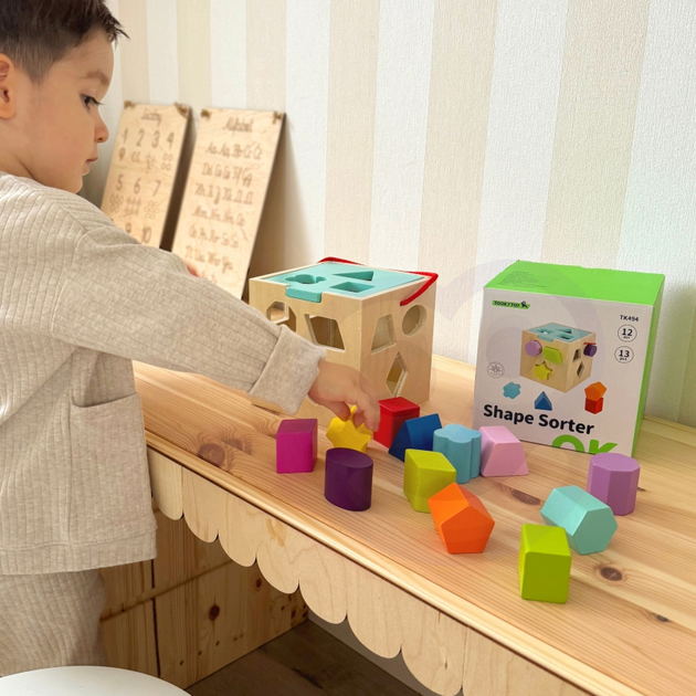 Сортер Tooky Toy Кубик з кольоровими візерунками (6972633374589) - зображення 4