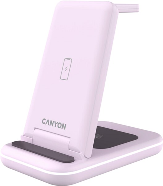 Bezprzewodowa stacja ładująca Canyon WS-304 3 w 1 QI Iced Pink (CNS-WCS304IP) - obraz 3