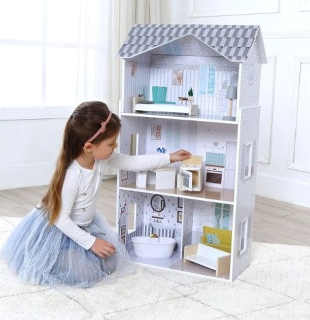 Drewniany domek dla lalek Ecotoys z mebelkami Rezydencja GRACE (8210) (5903769974894) - obraz 10