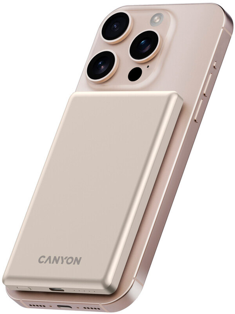 УМБ Canyon OnPower 505 slim Magsafe 5000 mAh PD20W Beige (CNS-CPB505BE) - зображення 7