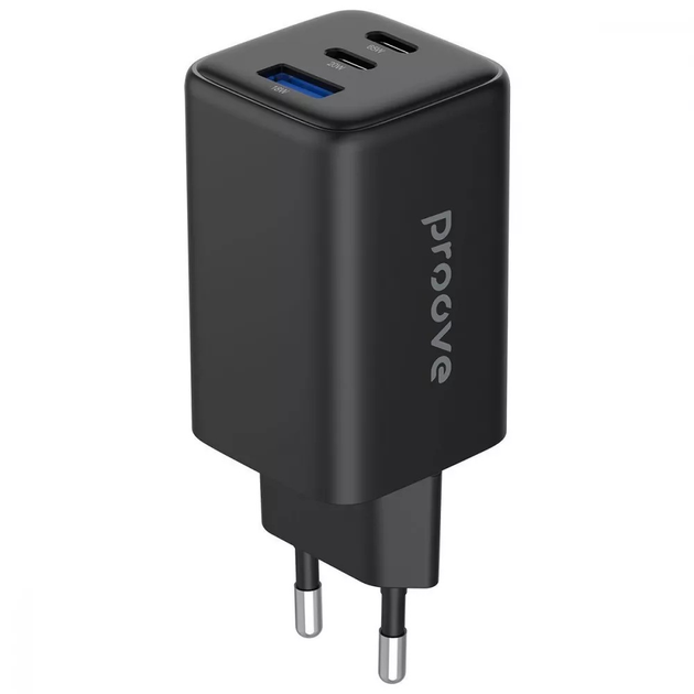 Мережевий зарядний пристрій Proove WCPG65121201 Pocket GaN 65W з 2×Type-C та USB, QC 4.0+ та PD 3.0 Black - зображення 1