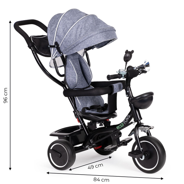 Велосипед дитячий Ecotoys з поворотним сидінням сірий (JM-066-9 GREY) (5903089064626) - зображення 11